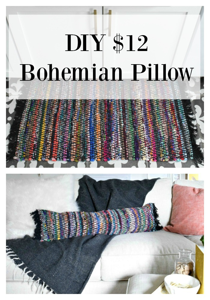 bohemian DIY rug turned pillow 