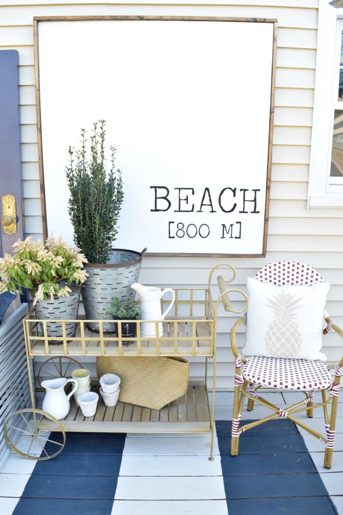 backyard ideas and painted deck remodel beach sign