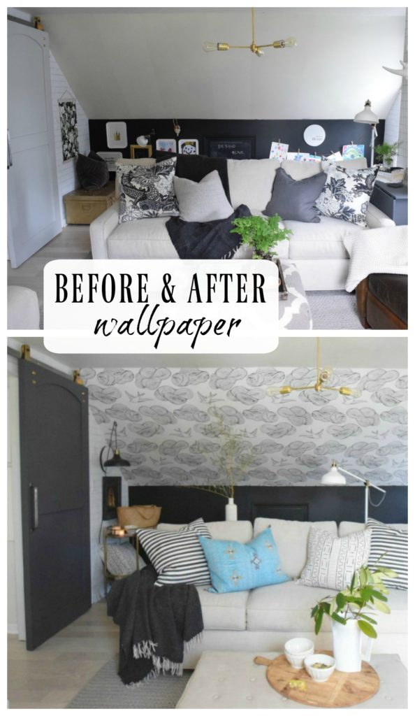 BEFORE and AFTER- Wallpaper Accent Wall-