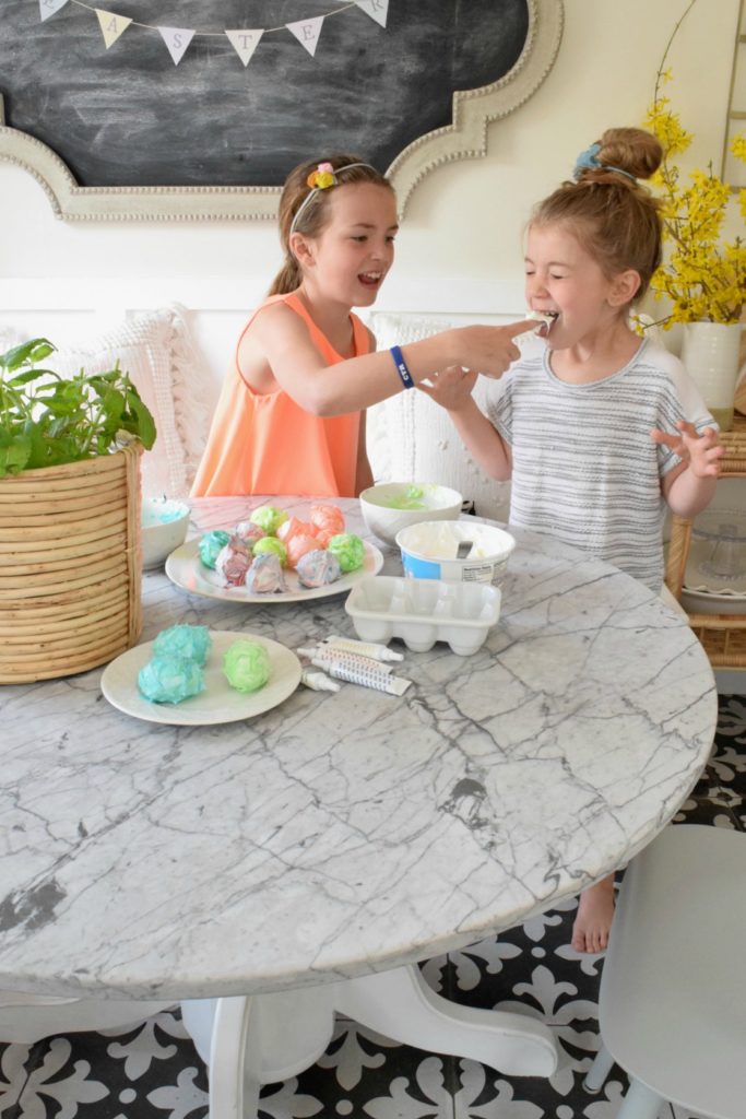 Easter Ideas- Easter Eggs Tie-Dye with Cream