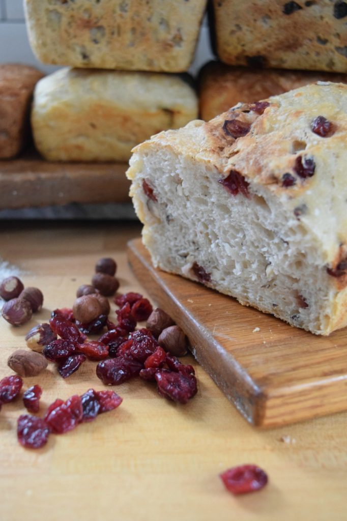 Easy Homemade Artisan Bread Recipe- 6 Different Ways Cranberry Hazelnut