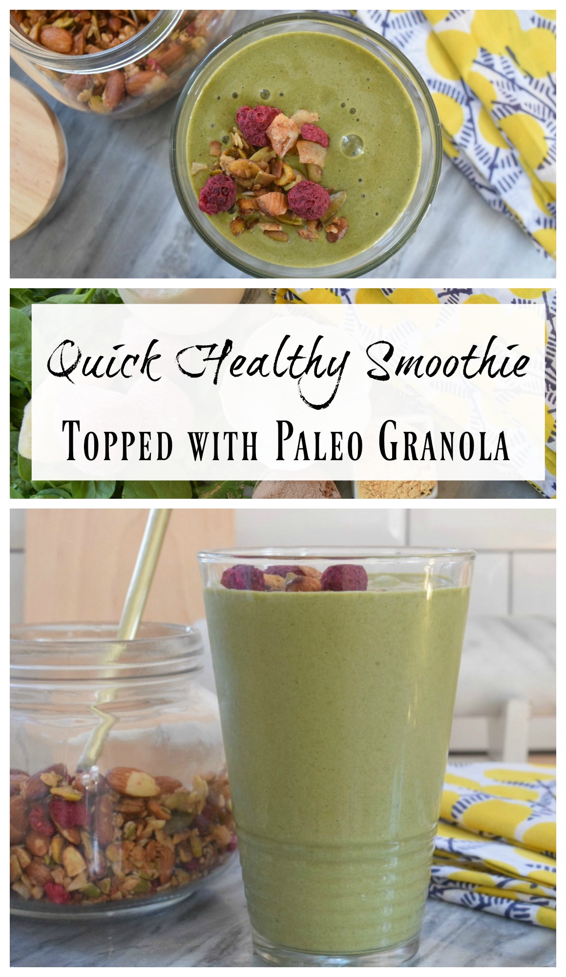 Quick Healthy Smoothie- Topped with Paleo Granola