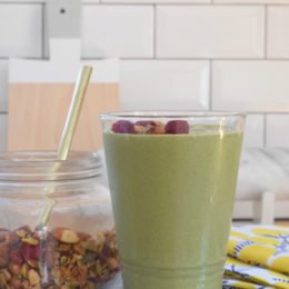 Smoothie Recipe- Healthy Smoothie Recipe with Spinach and topped with Paleo Granola