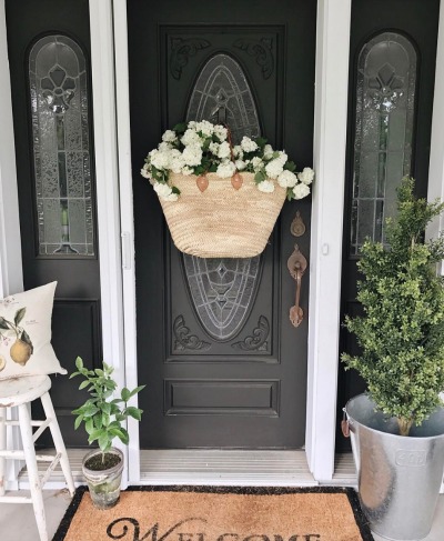 Front Door- Hanging Basket- Non Wreath Idea