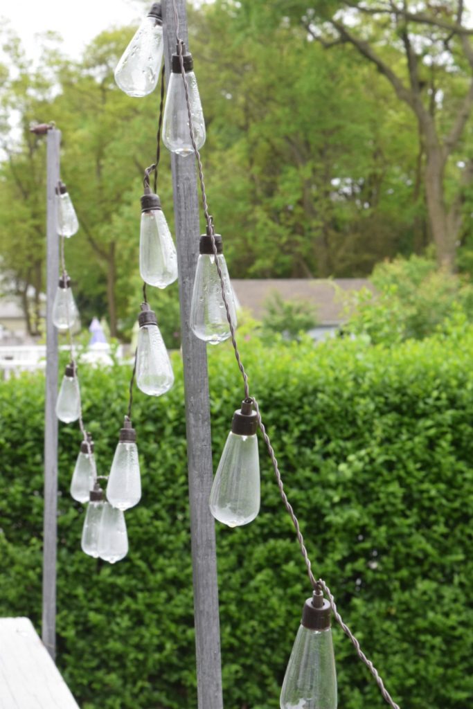 Patio String Lights- Solar Powered and DIY Wood Poles