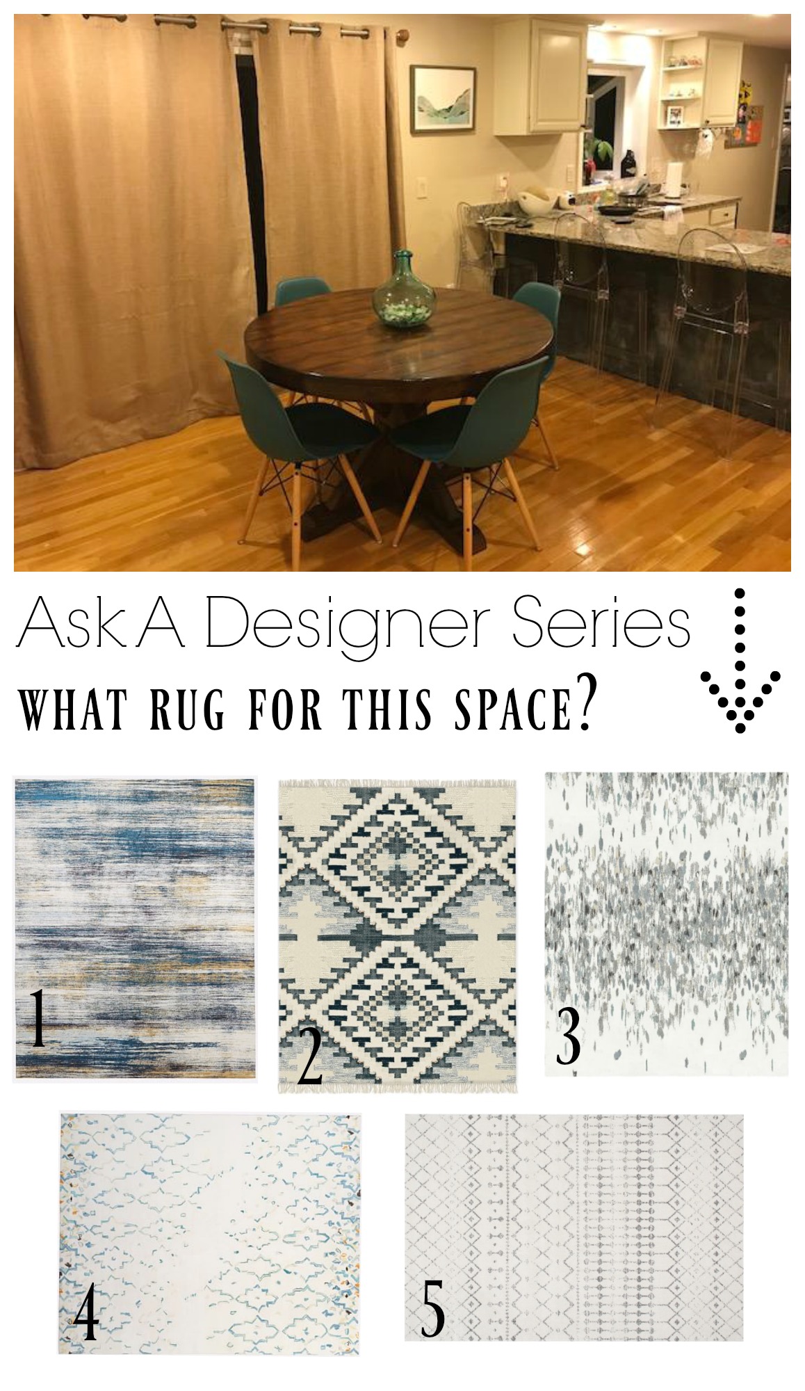 Ask a Designer Series- What rug for this space?