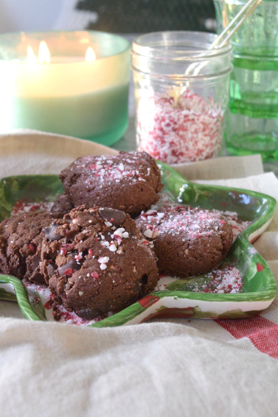 Paleo Double Chocolate Chip Peppermint Cookies