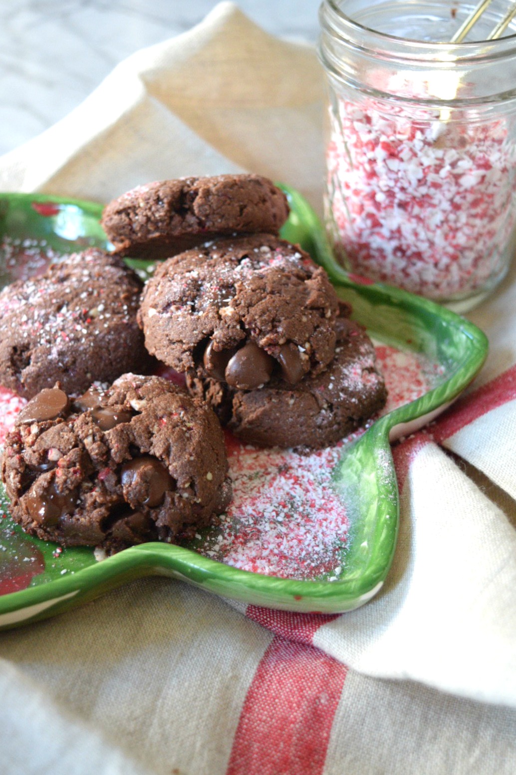 Paleo Double Chocolate Chip Peppermint Cookies