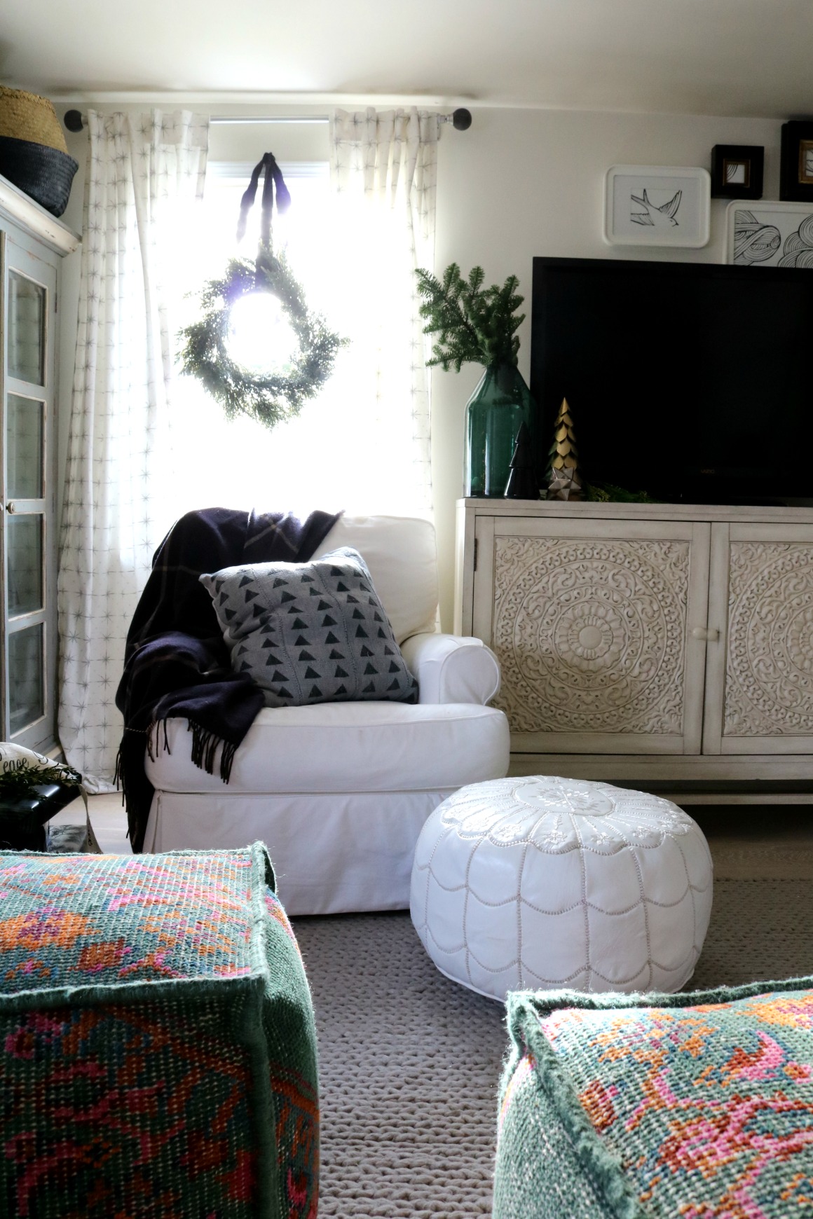 Christmas Decor in a Small Cape- Family Room 