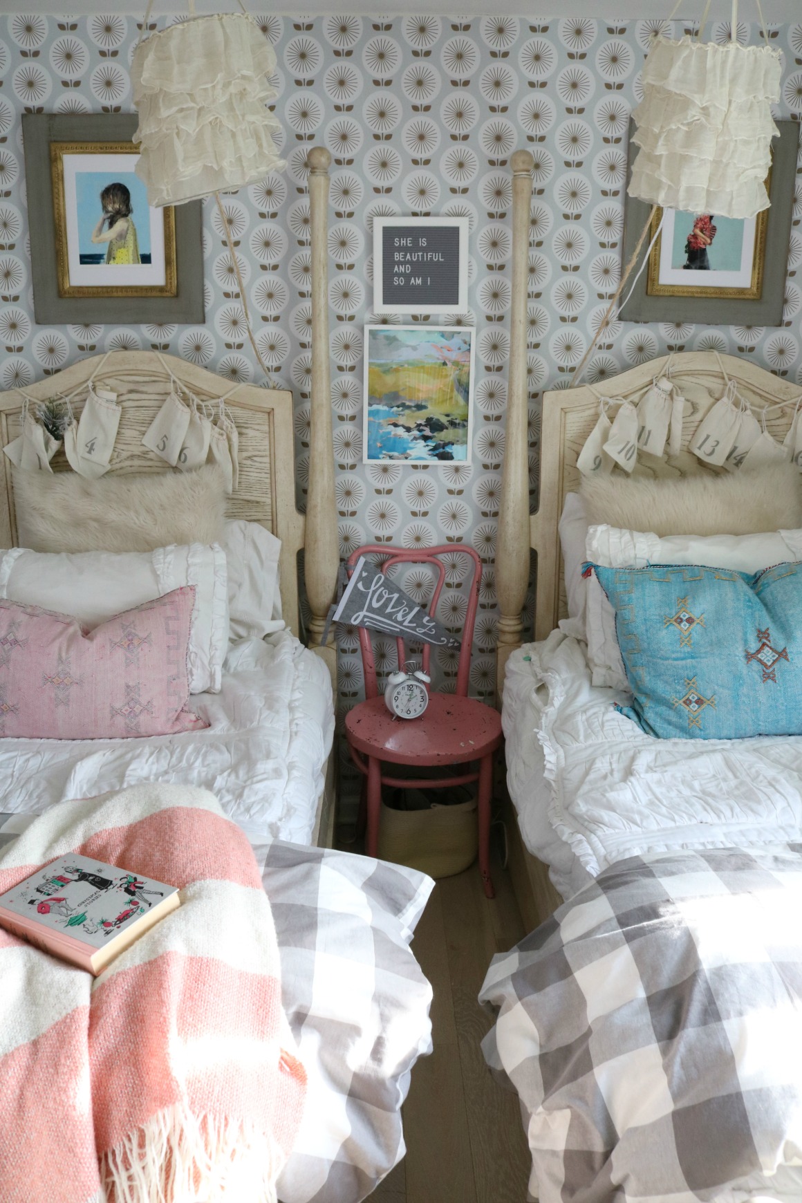 Christmas Decor in a Small Cape- Girls Shared Bedroom 0077