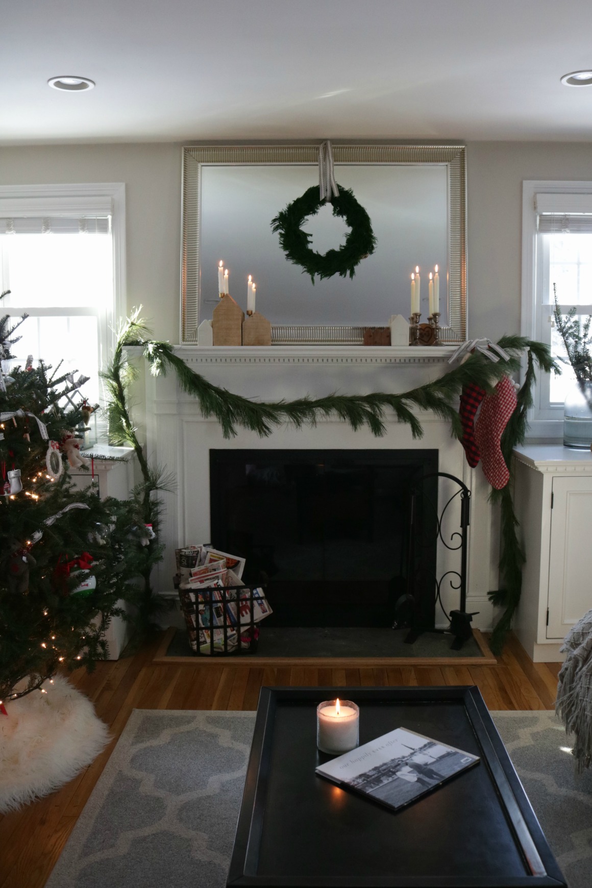Christmas Mantel Ideas- Before and After