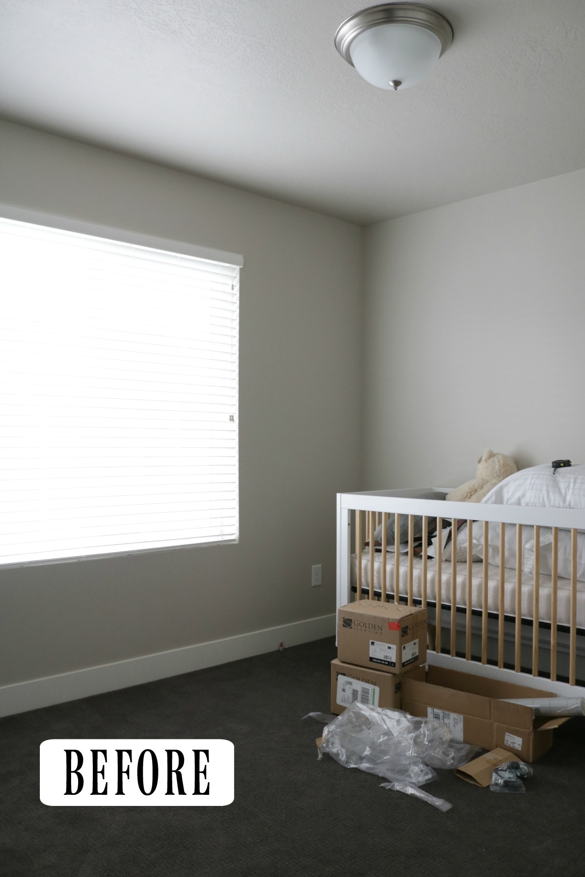 Nursery with DIY Window Seat and Built-in-Bookcase