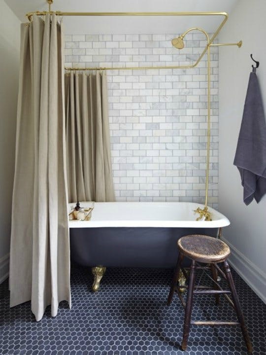 White and Gold Bathroom Design Plan- Eclectic Bathroom Design Plan