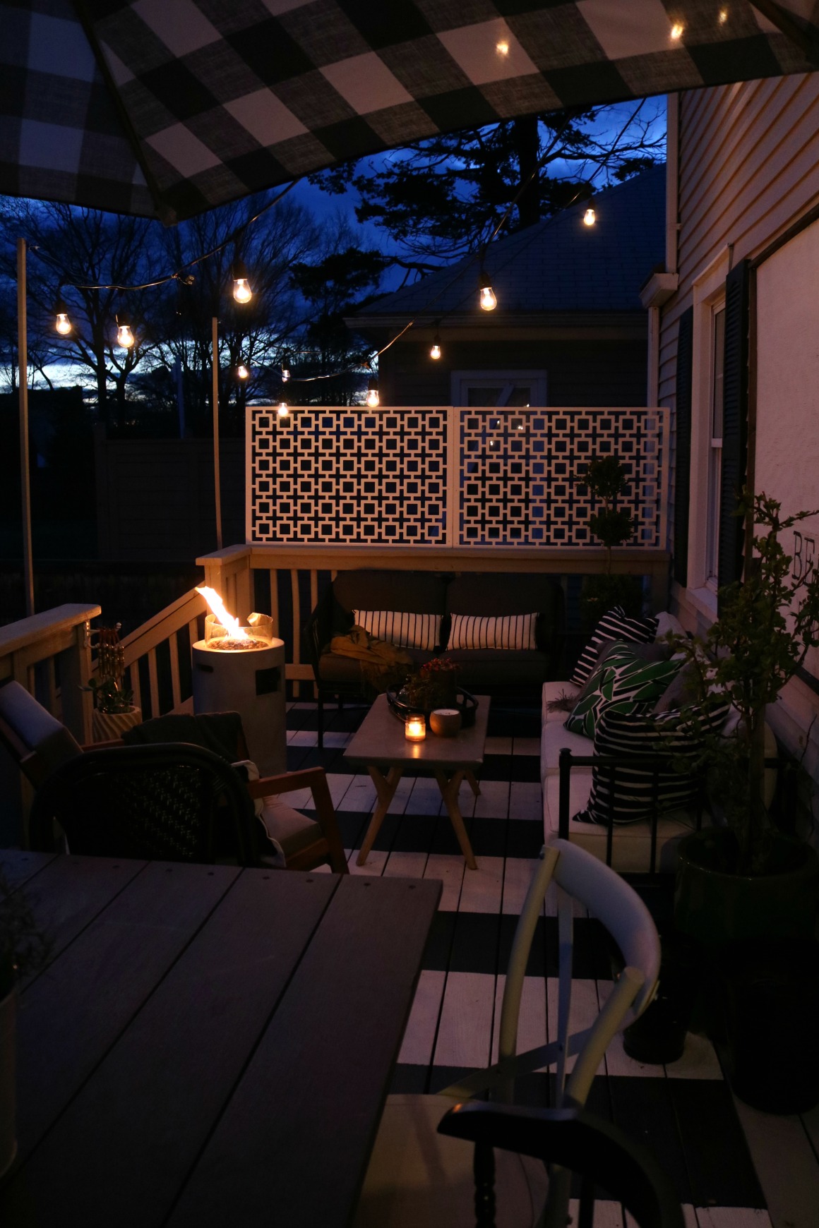 exterior led rope lighting on How We Hung Our Deck String Lights Privacy Screen And Artwork Outside Nesting With Grace