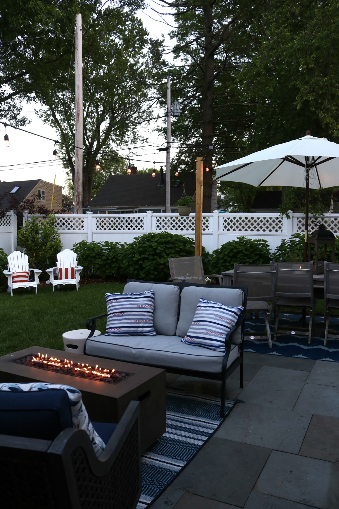 patio dining set with fire pit on Backyard Patio Outdoor Furniture For Small Spaces Nesting With Grace