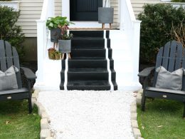 Front Porch Spring Update- Painted Striped Steps