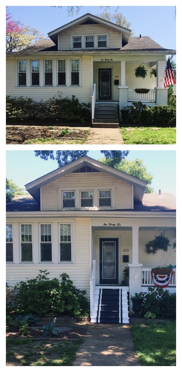 Before and After- Painted Cement Steps