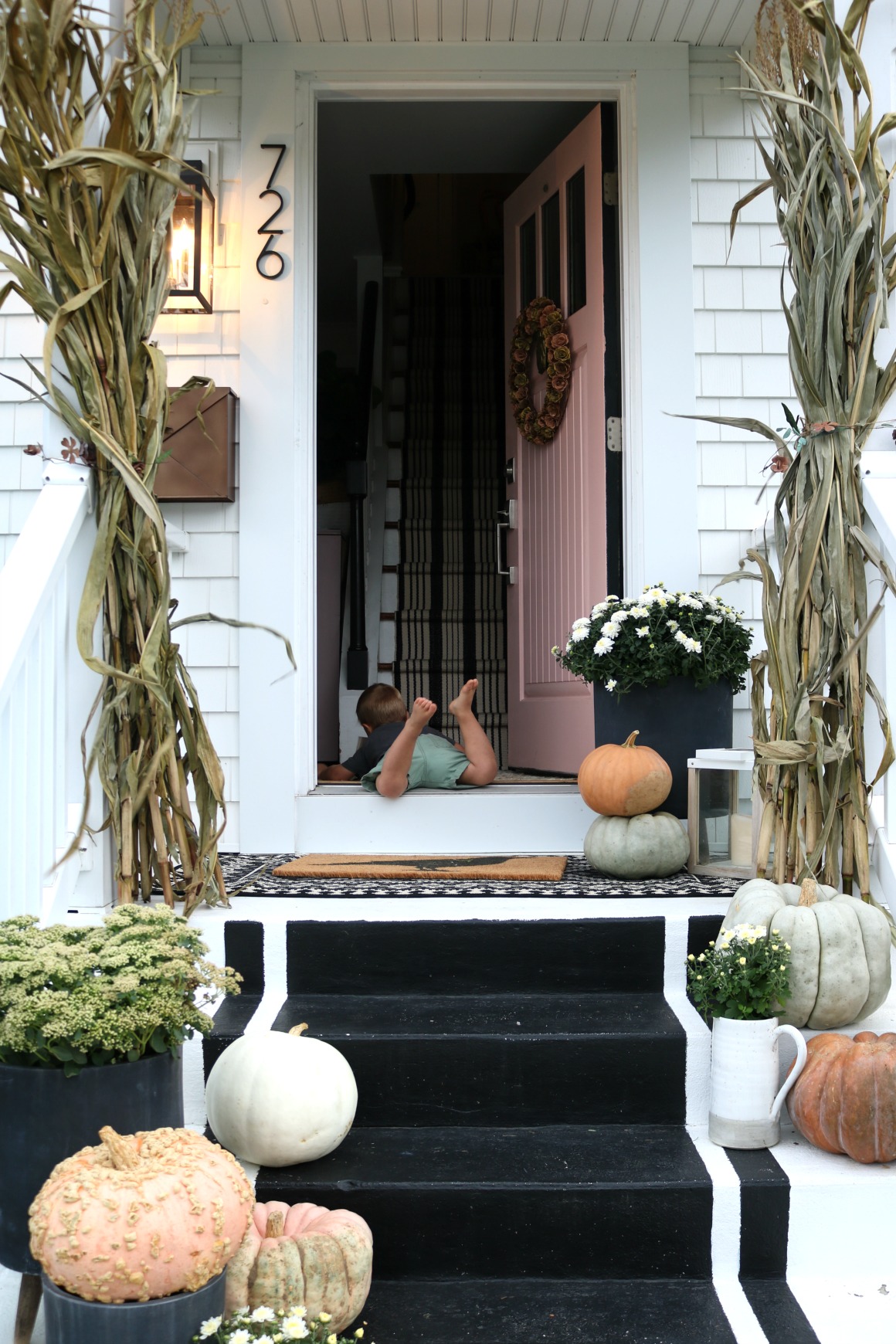 Fall Porch with Pink Touches
