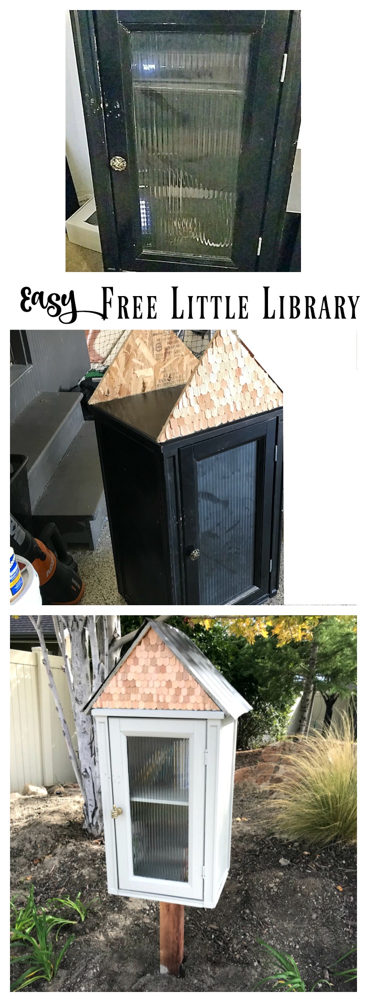 $10 Cabinet Turned into a Free Little Library