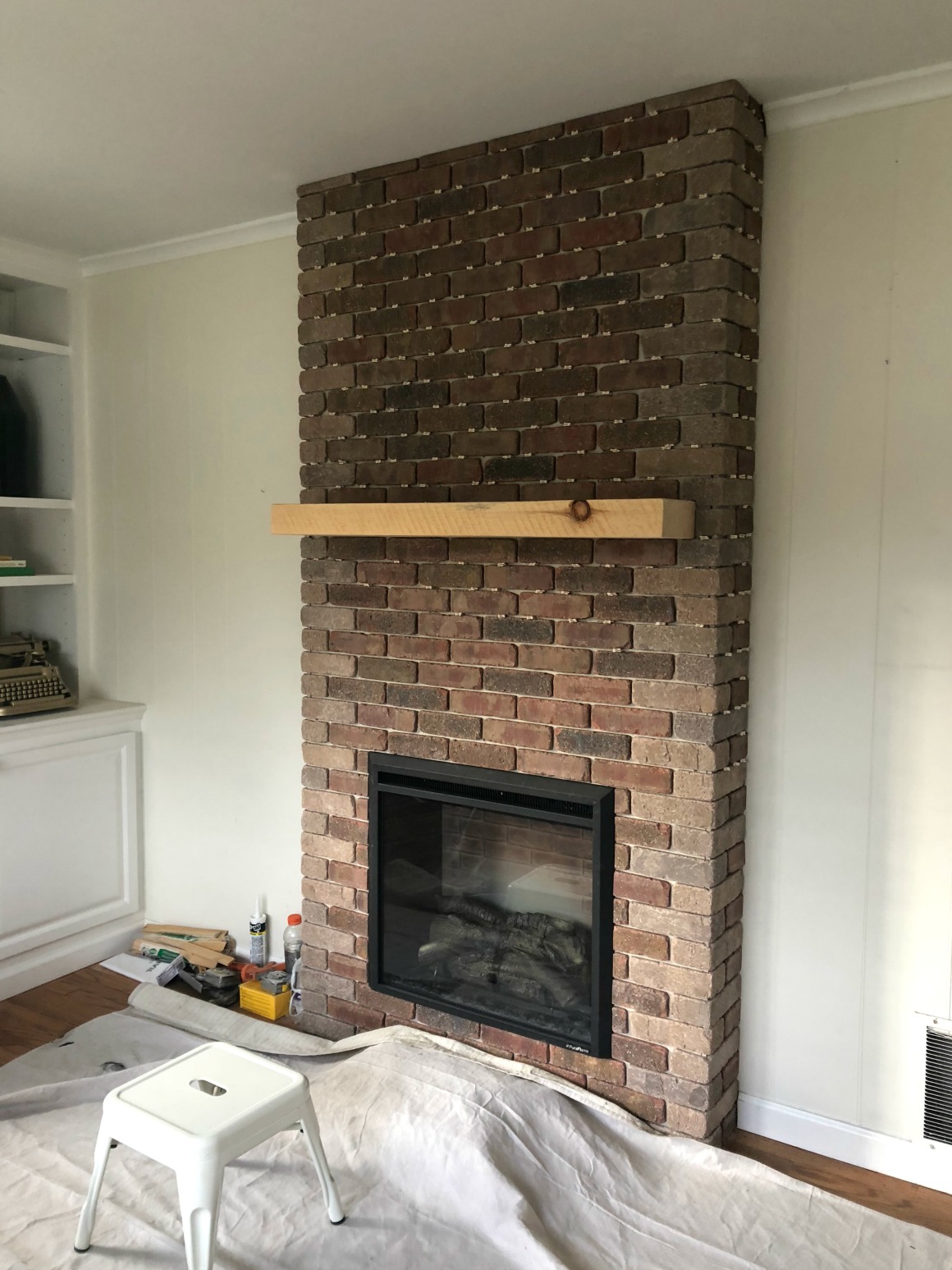 Our Painted White Brick Electric Fireplace