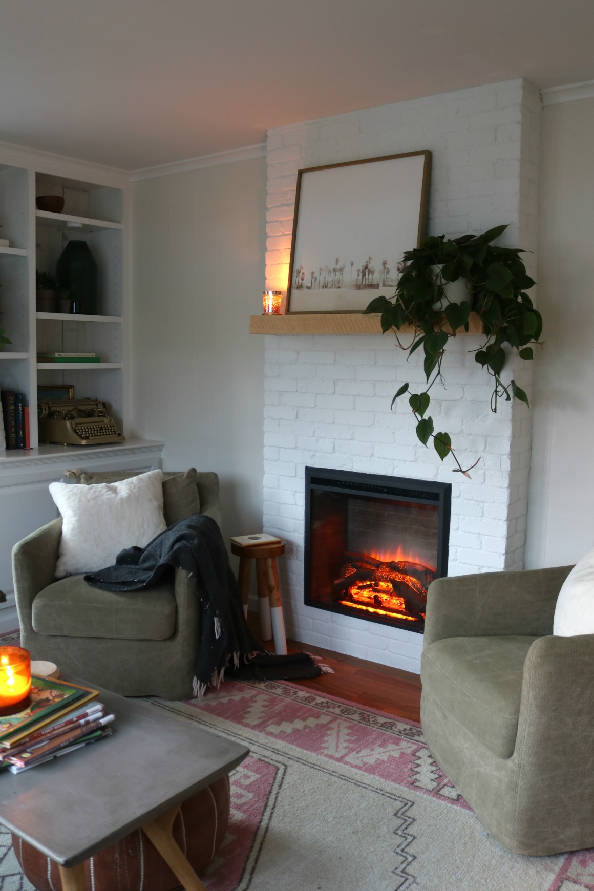 in wall fireplace electric on Fireplace Reveal Our Electric Brick Fireplace Nesting With Grace