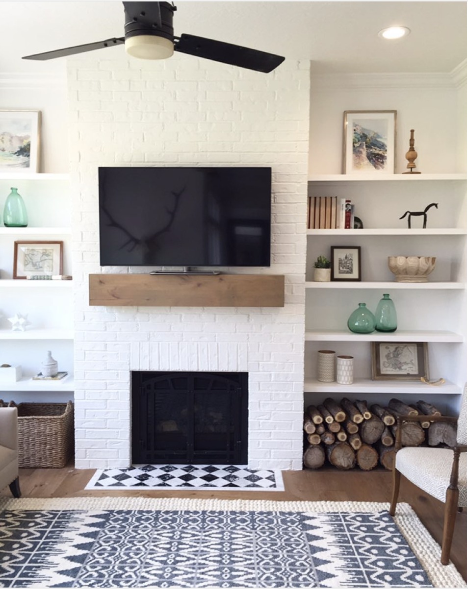 Fireplace Ideas- Painted White Brick 
