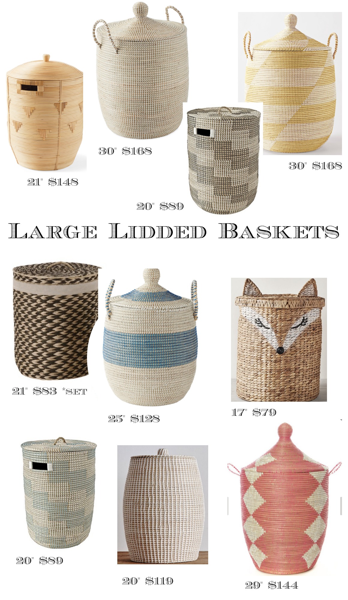 Large Assorted Baskets with Lids