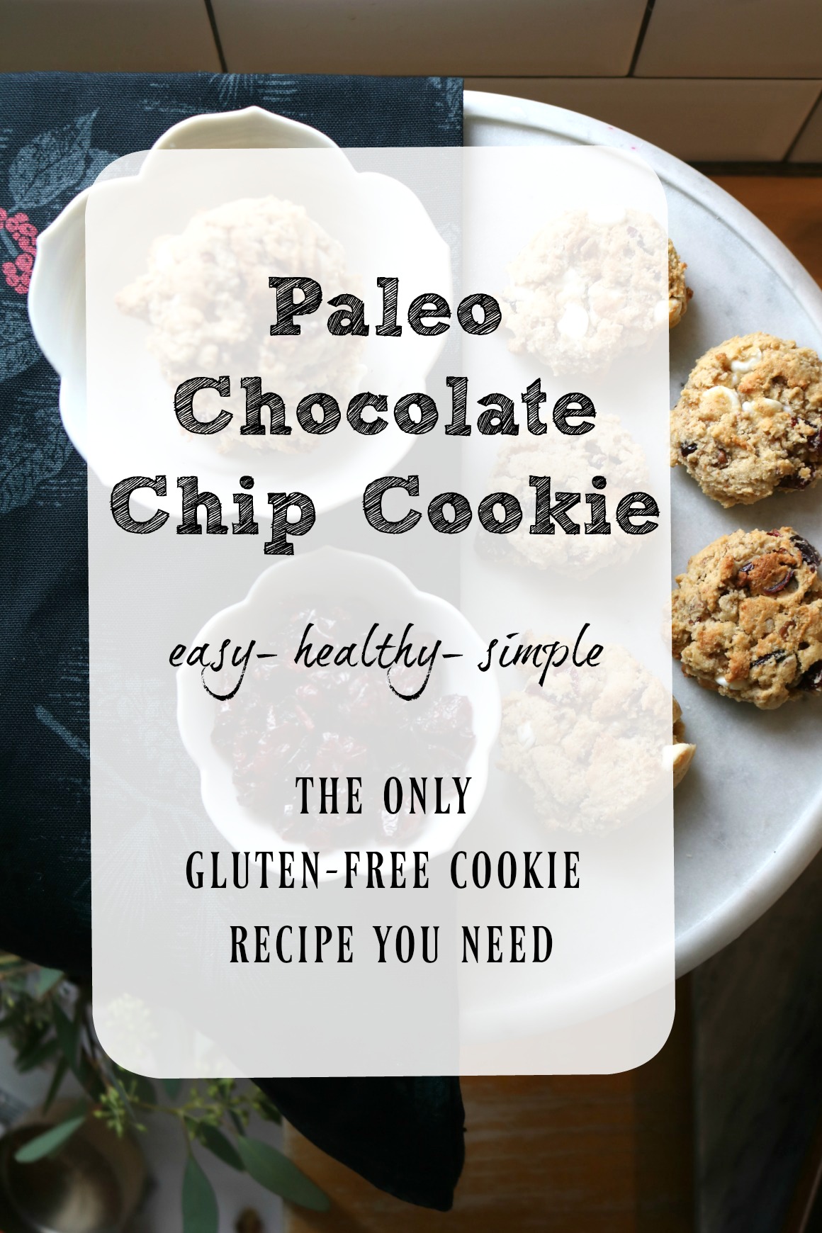 Paleo and Gluten Free Cranberry Chocolate Chip Cookies