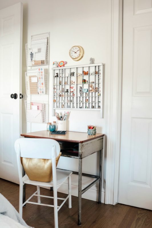 Small Girls Bedroom Makeover with Wallpaper Accent Wall - Nesting With ...