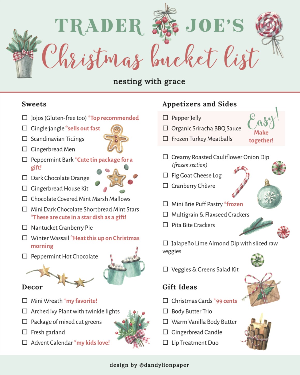 Trader Joe's Christmas Shopping List