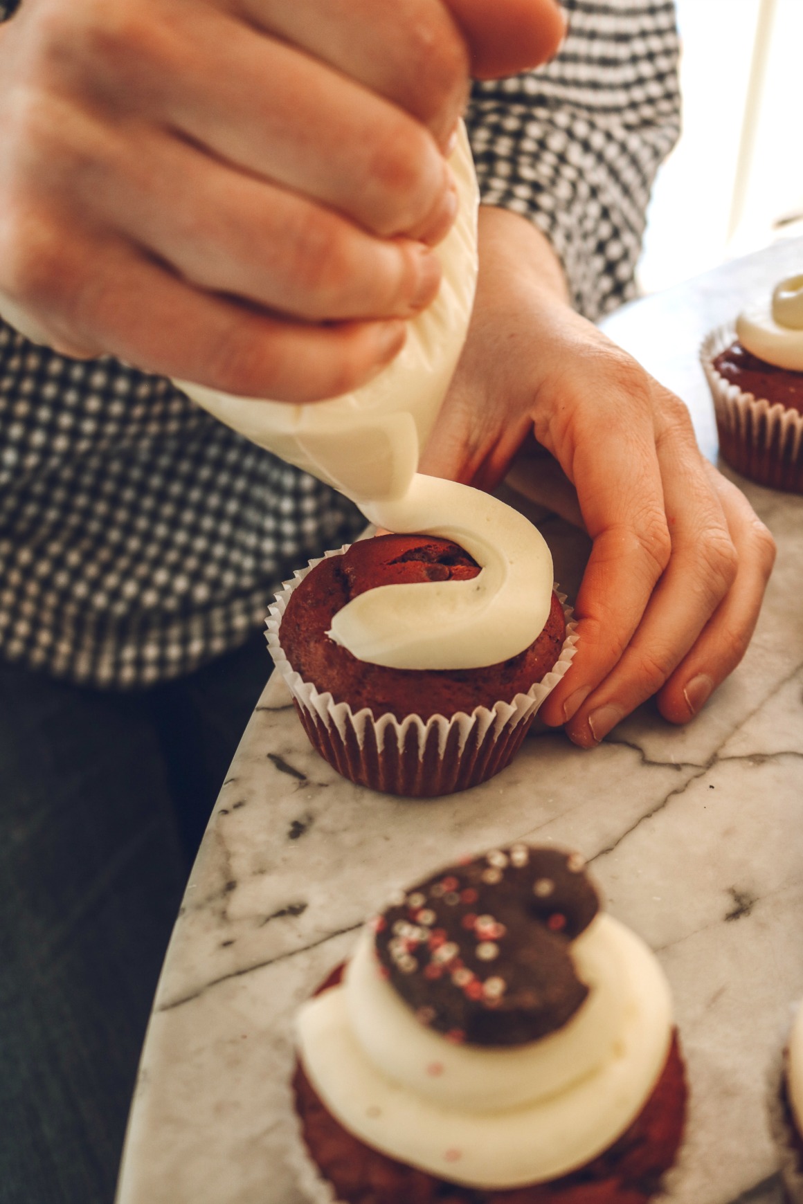 Red Velvet Cupcakes with the Fluffiest Frosting! 