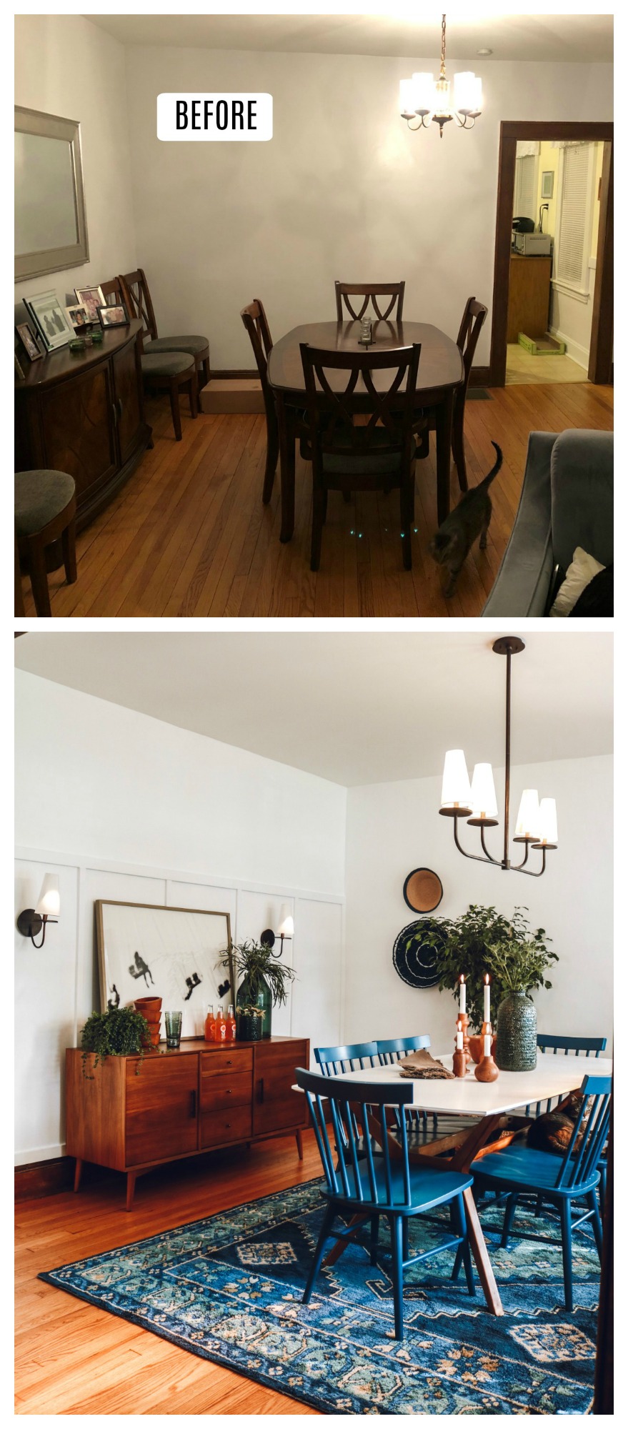 Dining Room Makeover- Board and Batten Bright White Walls