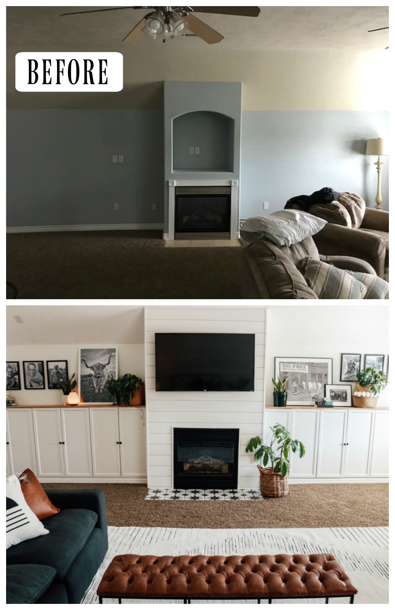 Family Room- Fireplace with Ikea Billy Bookcase