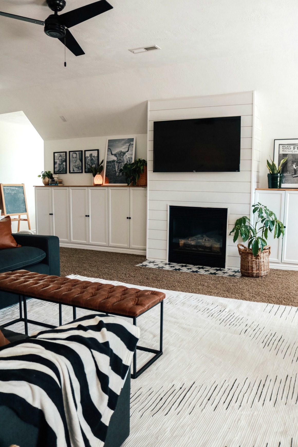 Family Room- Fireplace with Ikea Billy Bookcase