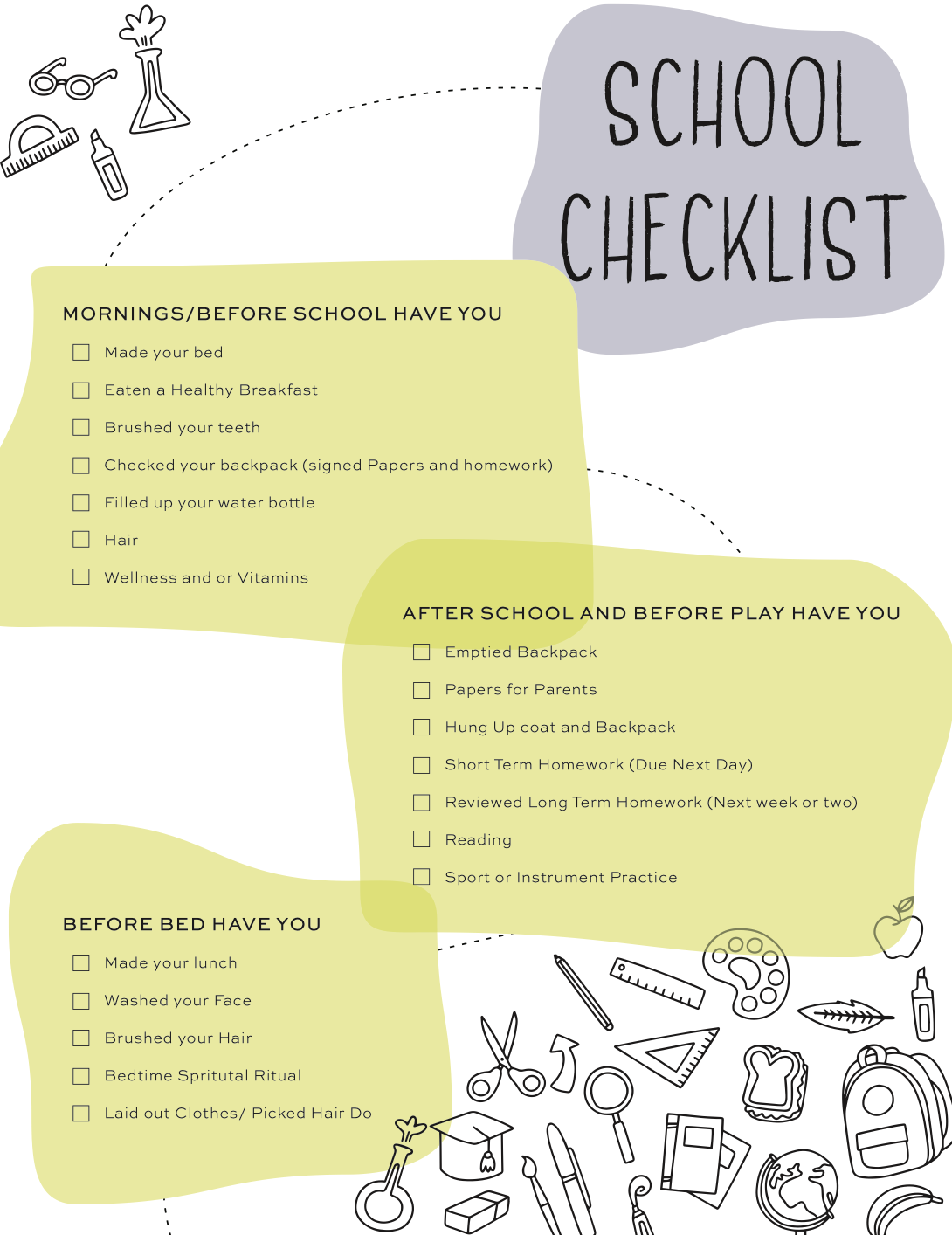 Back To School Check List