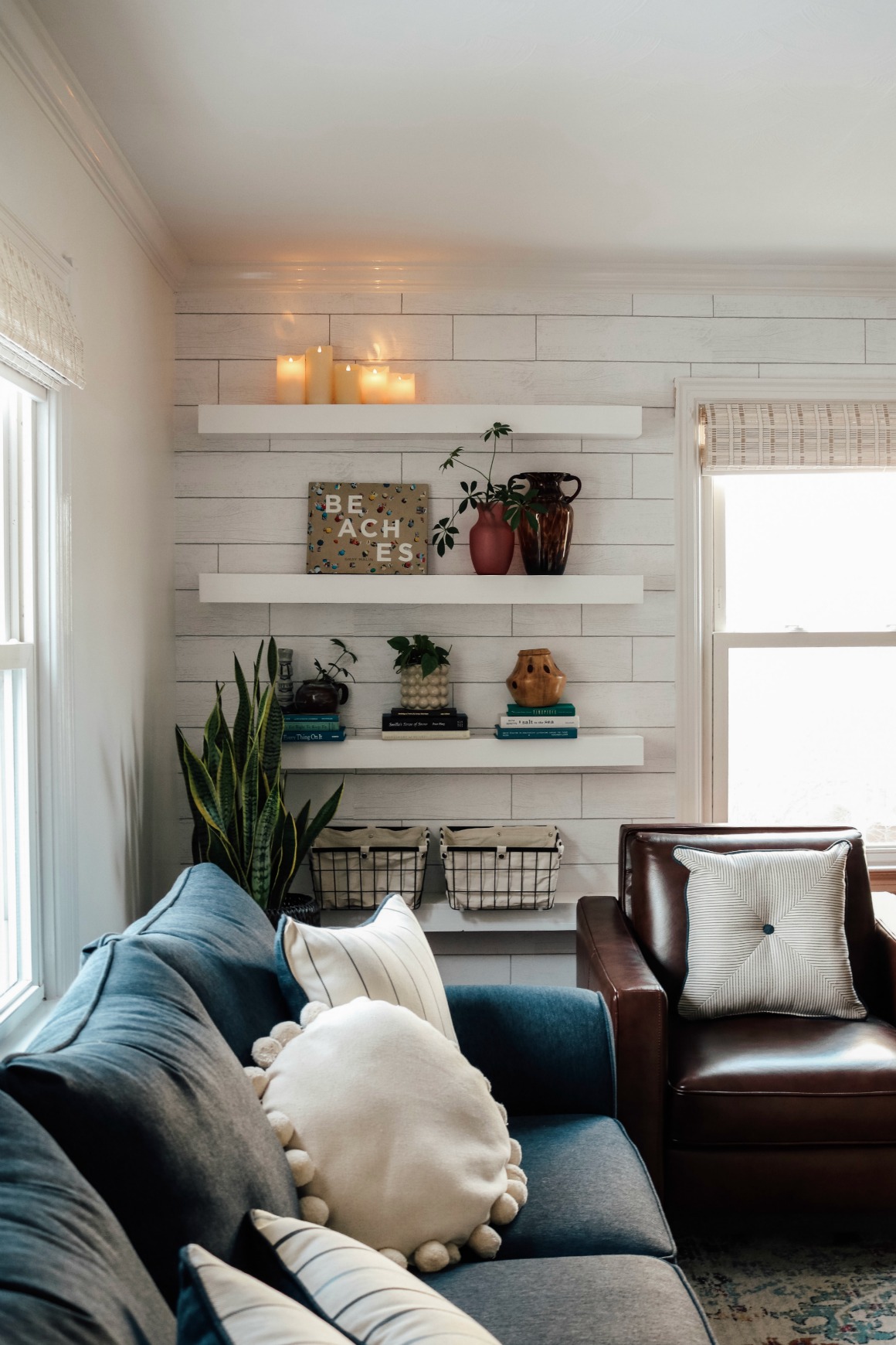 DIY Floating Shelves- Get the Custom "built-in" look with Wallpaper!