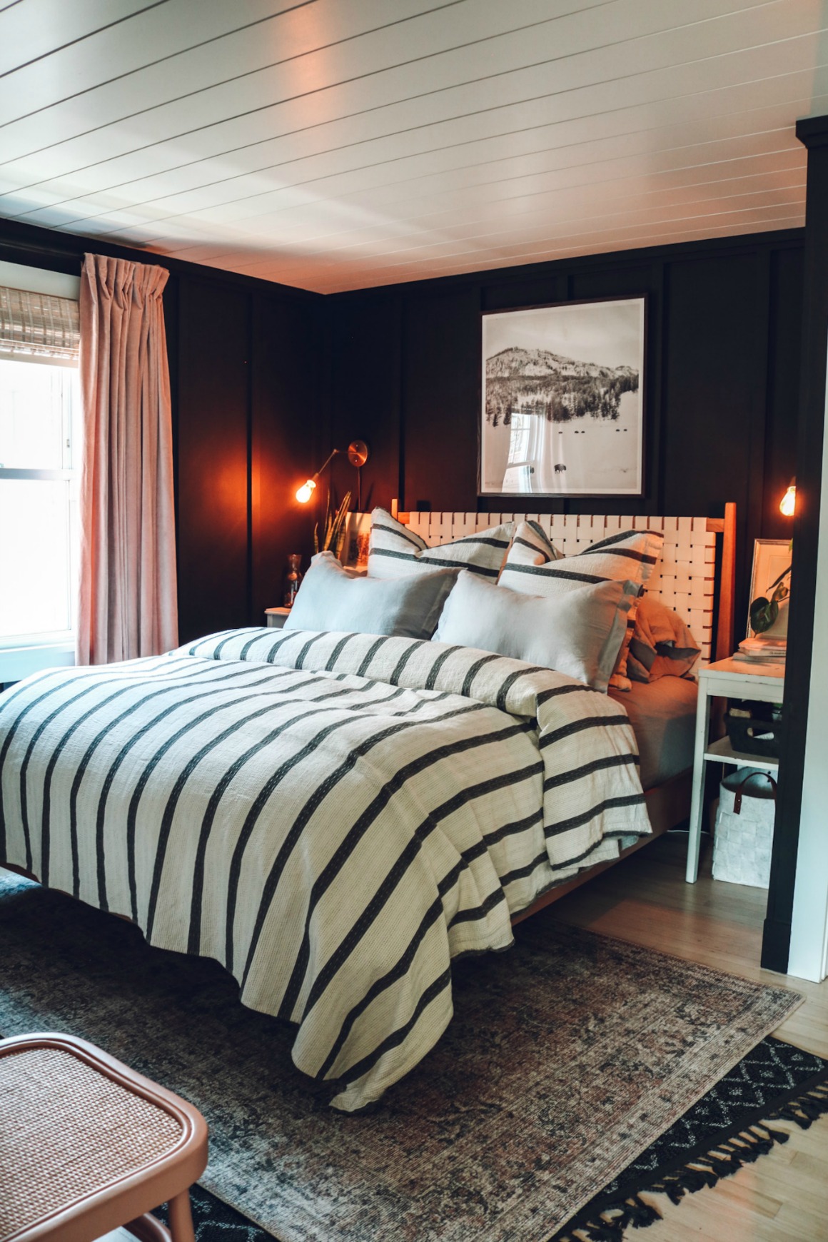 Cozy Master Bedroom with Black Walls