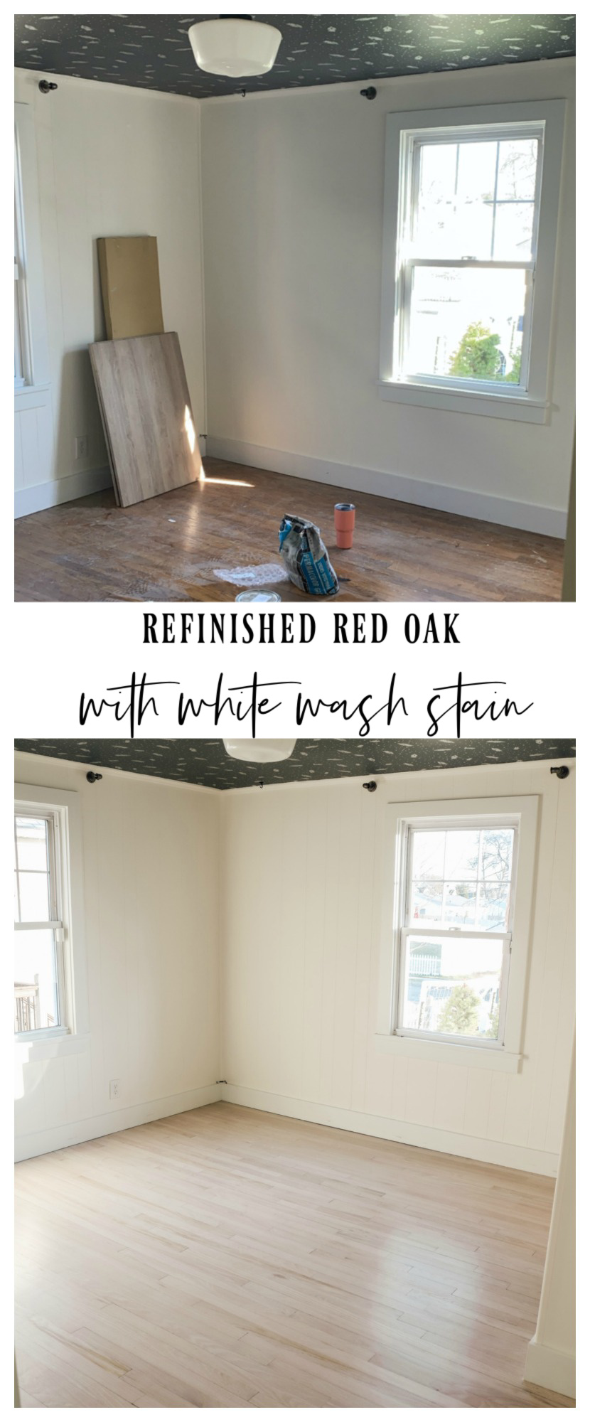How we refinished our red oak floors to white wash