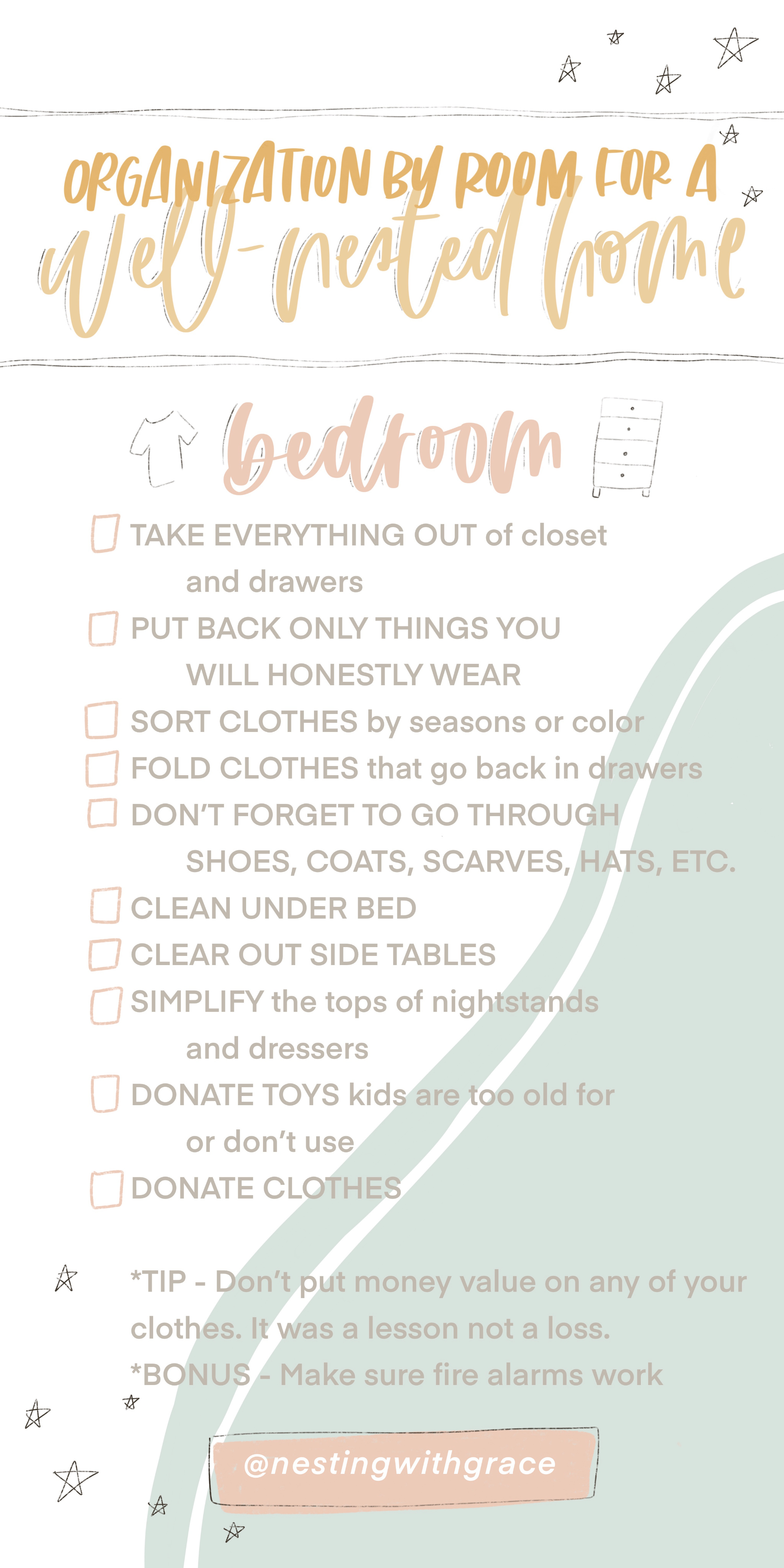 Let's Organize- Organizing Checklist By Room