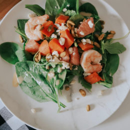 The Best Warm Shrimp Salad with Paleo Lemon Salad Dressing