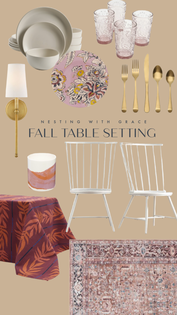 Fall Table Setting- Dining Room Thanksgiving Table Setting Ideas
