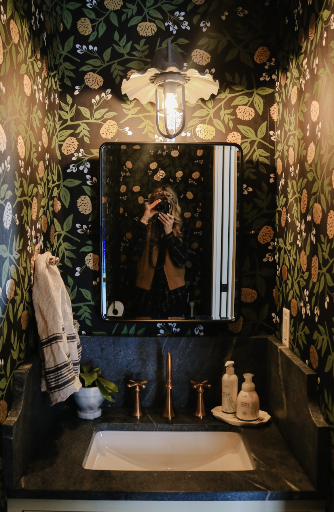 Small Wallpaper Bathroom- Utah Ranch Home - Nesting With Grace