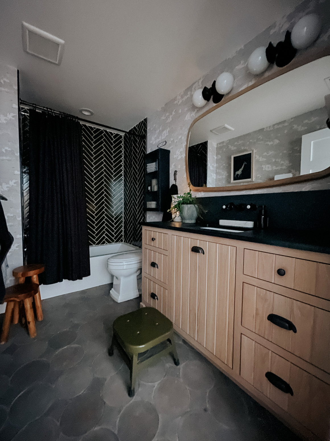 Bathroom Reveal- Finn Green Tile Bathroom and Wood Vanity- Utah Ranch ...
