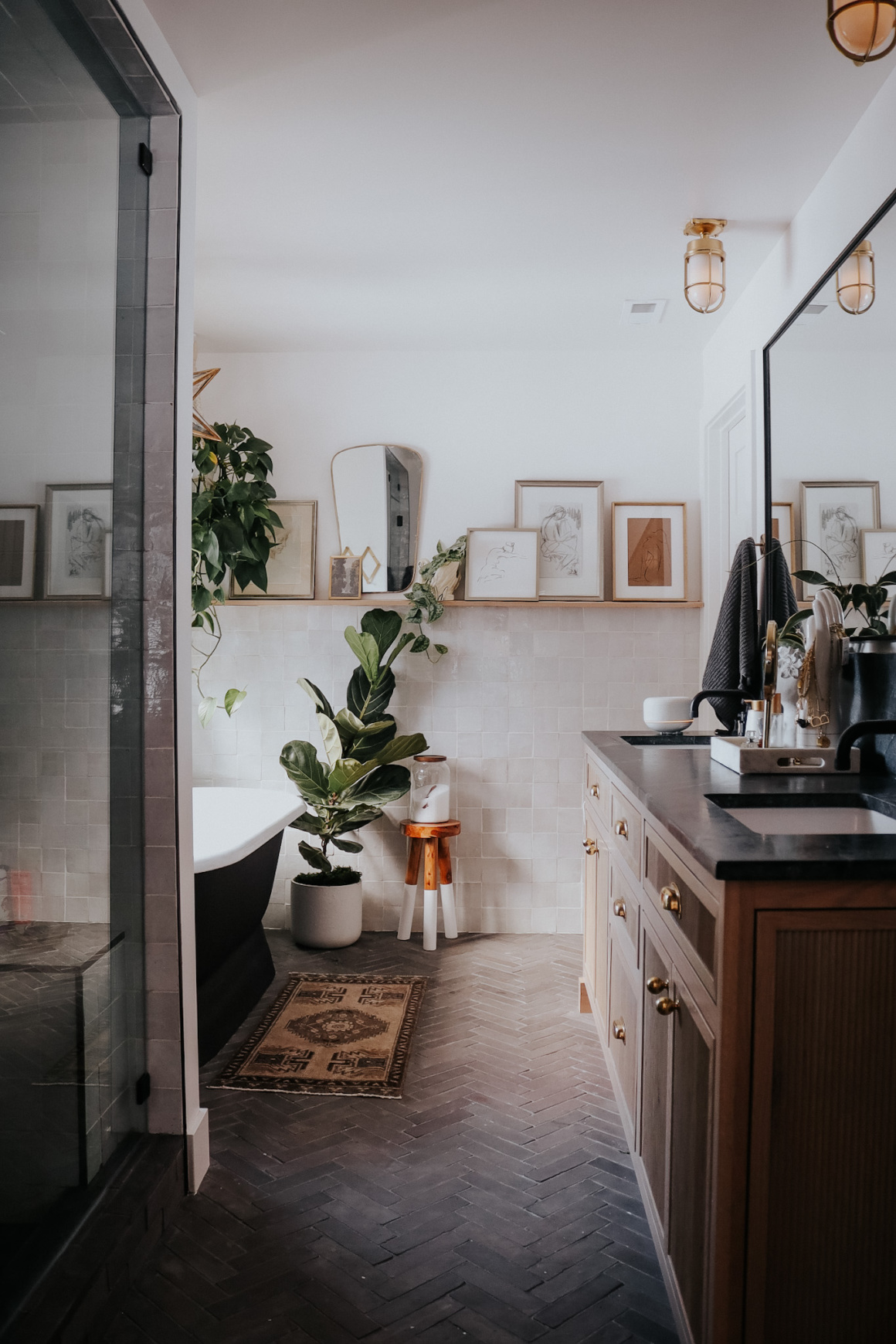 Our Bathroom Picture Ledge on Top of Wall Tile - Nesting With Grace