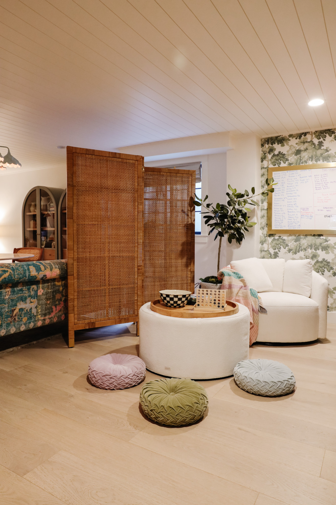 Drew Barrymore Swivel Chair in Game Room and Storage Ottoman - Nesting ...