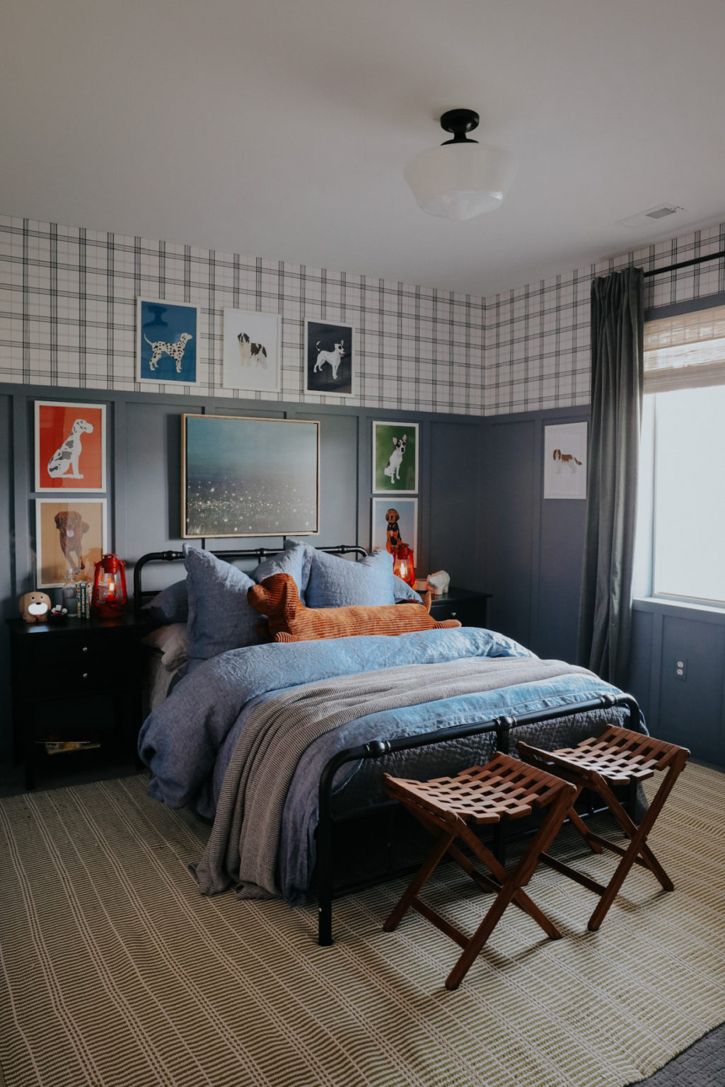 5 Year Old Boys Room with Plaid Wallpaper & Puppy Posters - Nesting ...