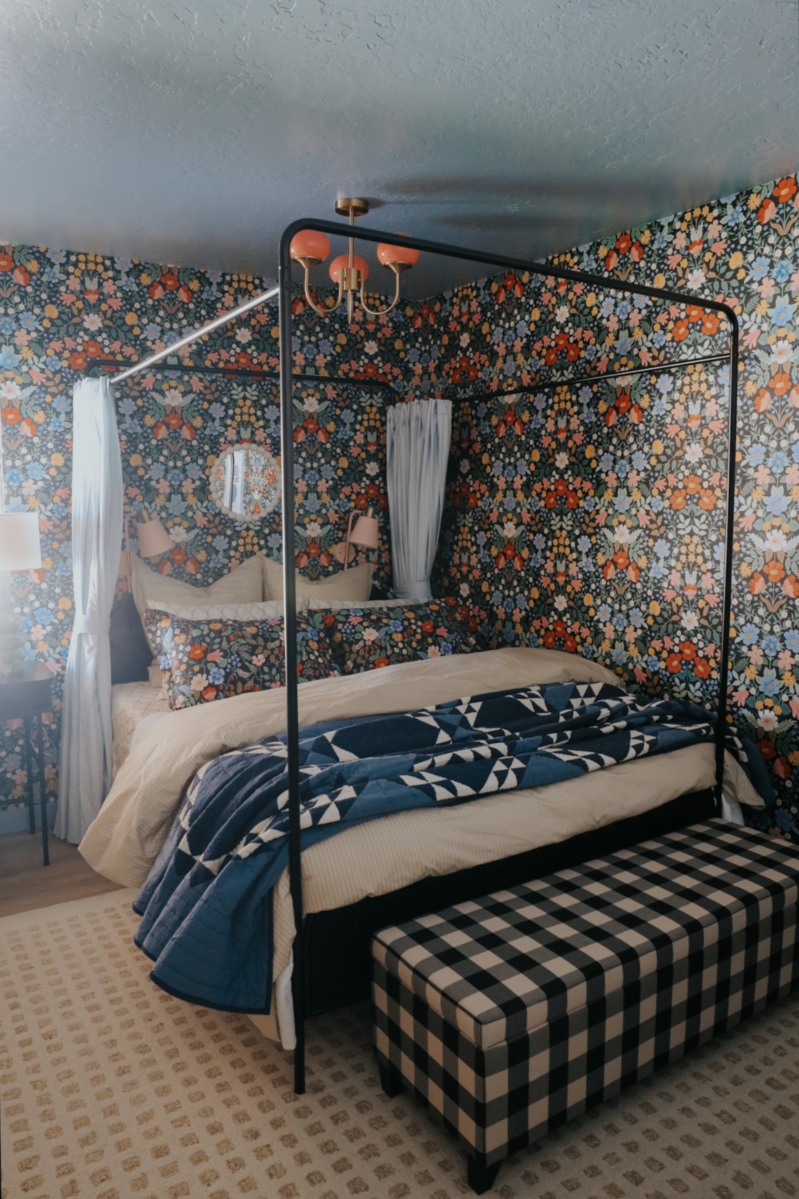 Teen Girl Moody Floral Bedroom Makeover -Curtained Canopy Bed - Nesting ...