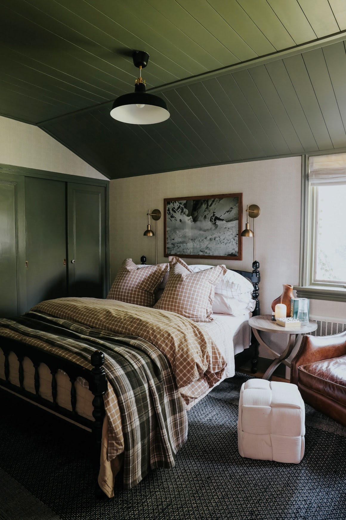 Older Teen Boy Room- Plaid Wallpaper and Moody Paint Color with Shiplap ...