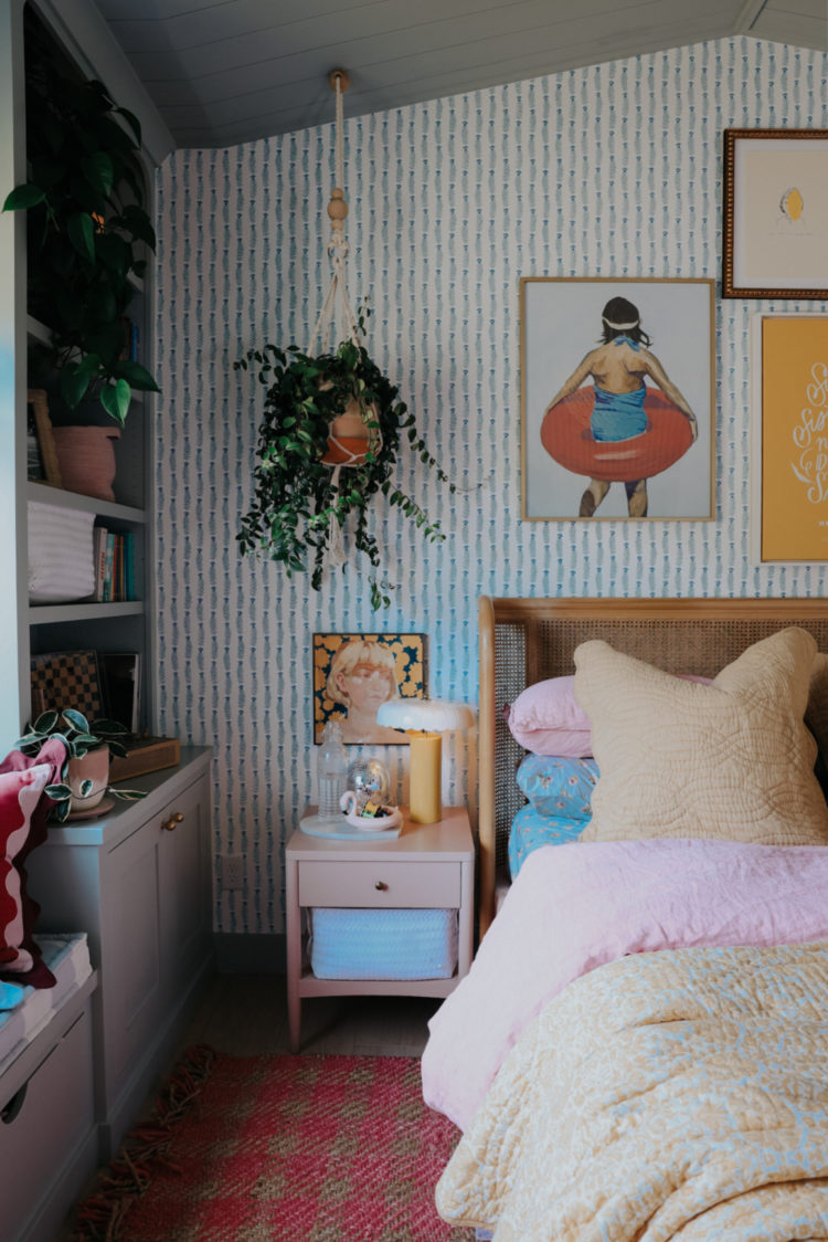 Lola Bedroom with Wallpaper and Shiplap Dormer Ceiling - Nesting With Grace