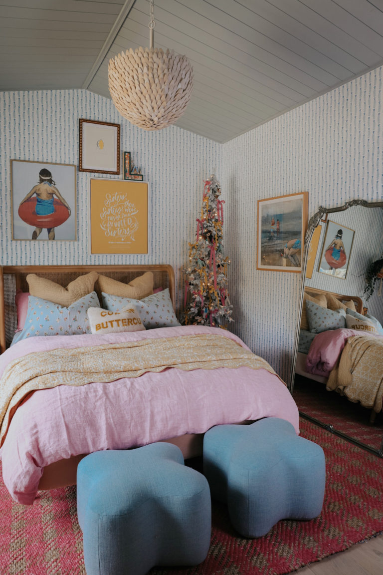 Lola's Bedroom Bookcase with Window Seat at Christmas - Nesting With Grace